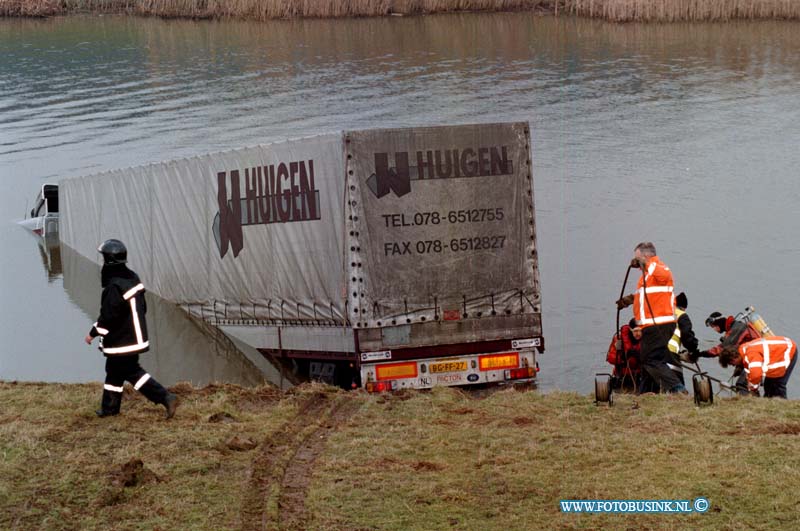 98122203.jpg - DE DORDTENAAR :GORINCHEM:22-12-1998:VRACHTWAGEN TE WATER:EEN VRACHTWAGEN COMBINATIE IS IN HET KANAAL NAAST DE NIEUWE WOLPHERENSEDIJK TERECHT GEKOMEN.DE CHAUFFEUR WERDT DOOR 2 AGENTEN EN 2 OMSTANDERS UIT DE CABINE VAN DE VRACHTWAGEN GEHAALD DIE GEHEEL ONDER WATER LAG MAAR DIT MOCHT NIET MEER BATEN DE CHAUFFEUR OVERLEED. MOGELIJK IS DE CHAUFFEUR ONWEL GEWORDEN EN ZO IN HET KANAAL BELAND.Deze digitale foto blijft eigendom van FOTOPERSBURO BUSINK. Wij hanteren de voorwaarden van het N.V.F. en N.V.J. Gebruik van deze foto impliceert dat u bekend bent  en akkoord gaat met deze voorwaarden bij publicatie.EB/ETIENNE BUSINK