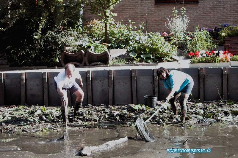 99071603.jpg - DE DORDTENAAR :Dordrecht:16-07-1999:bewonners uit de omgeving van de venuslaan in sterrenburg doen een poging om de vissen die droog zijn komen te staan door dat de gemeente de sloot achter de woningen leeg pompte om uit te baggeren.Deze digitale foto blijft eigendom van FOTOPERSBURO BUSINK. Wij hanteren de voorwaarden van het N.V.F. en N.V.J. Gebruik van deze foto impliceert dat u bekend bent  en akkoord gaat met deze voorwaarden bij publicatie.EB/ETIENNE BUSINK