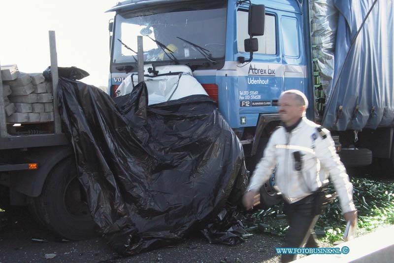 99101307.jpg - HET ROTTERDAMS DAGBLAD :13-10-1999:ongeval moerdijkbrug 1 dode auto tussen vrachtwagen rw a16Deze digitale foto blijft eigendom van FOTOPERSBURO BUSINK. Wij hanteren de voorwaarden van het N.V.F. en N.V.J. Gebruik van deze foto impliceert dat u bekend bent  en akkoord gaat met deze voorwaarden bij publicatie.EB/ETIENNE BUSINK