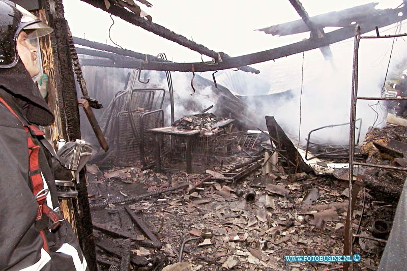 99111407.jpg - DE DORDTENAAR :Schelluinen:14-11-1999:SCHUUR BRANDT UITGORINCHEM - Een schuur bij een woning aan de Parallelweg is zondagmorgen 14 november totaal uitgebrand. Door onbekende oorzaak vatte de schuur met daarin onder andere twee antieke auto's, een motorfiets vlam.  Al snel sloeg het vuur onder de dakpannen van de bijkeuken van de woning. De brandweer had het vuur snel onder controle, maar kon niet voorkomen dat de schuur volledig in de as werd gelegd. Ook de bijkeuken van de woning raakte flink beschadigd, met name door waterschade. Uit de woning kon politie en brandweer nog twee poezen en een hond redden. De brandweer haalde uit de brandende schuur een kooi met twee kaketoes, waarvan er een overleden was en een ander geschroeid was aan de rug. De dierenambulance heeft zich over de levende vogel ontfermd. In de schuur stond nog een kooi met een kaketoe. Ook deze vogel heeft de brand niet overleefd. De technische recherche zal maandag onderzoeken wat de oorzaak van de brand was.Deze digitale foto blijft eigendom van FOTOPERSBURO BUSINK. Wij hanteren de voorwaarden van het N.V.F. en N.V.J. Gebruik van deze foto impliceert dat u bekend bent  en akkoord gaat met deze voorwaarden bij publicatie.EB/ETIENNE BUSINK