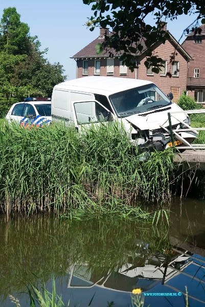 10060418.jpg - FOTOOPDRACHT:Schelluinen:04-06-2010:VROUW OVERLOOPT MANNEN MET KLUIS IN WONING, VERDACHTEN NA ACHTERVOLGING AANGEHOUDENGORINCHEM/SCHELLUINEN - Na een poging diefstal van een kluis in een woning aan de Graaf Albrechtstraat, heeft de politie na een grootschalige zoekactie en achtervolging de twee verdachten hiervan aangehouden. Het betreft twee mannen van 40 en 42 jaar uit Algerije. Omstreeks 09.00 uur meldde de 28-jarige bewoonster van het pand dat ze de twee mannen met de kluis had overlopen. Na deze confrontatie vluchtten de twee zonder kluis de woning uit. De vrouw raakte niet gewond. Korte tijd later zagen twee agenten een busje rijden met daarin twee personen waarvan er één werd herkend op basis van het doorgegeven signalement. Na het gegeven stopteken gingen de verdachten er met hoge snelheid vandoor over de Banneweg en de N216. Daarna reed de bestuurder het fietspad op richting Schelluinen om zich uiteindelijk klem te rijden tegen een pijler van een voetgangersbrug aan de Voordijk in Schelluinen. De twee mannen verlieten het voertuig via het water waarna de achtervolging te voet werd voortgezet. De 40-jarige man werd aangetroffen in de tuin van een nabijgelegen woning. Daar volgde een confrontatie tussen hem en één van de agenten waarbij de man in zijn been werd geschoten en kon worden aangehouden. Hij is naar het ziekenhuis gebracht voor medisch onderzoek en is daar inmiddels ontslagen en overgebracht naar het politiebureau. De tweede verdachte werd enkele minuten later in het riet bij het water aangehouden. Gezien de omstandigheden met betrekking tot het vuurwapengebruik stelt de Rijksrecherche, zoals gebruikelijk in dergelijke gevallen, een onderzoek in.Deze digitale foto blijft eigendom van FOTOPERSBURO BUSINK. Wij hanteren de voorwaarden van het N.V.F. en N.V.J. Gebruik van deze foto impliceert dat u bekend bent  en akkoord gaat met deze voorwaarden bij publicatie.EB/ETIENNE BUSINK