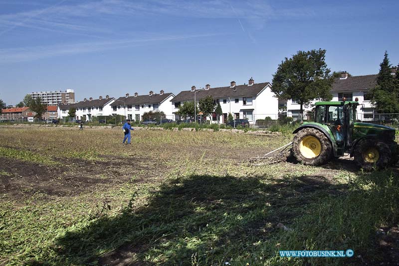 10090610.jpg - FOTOOPDRACHT:Dordrecht:06-09-2010:Het terrein waar hier voor de enigszins woningen en de Nassau flats stond licht nog steeds braak en het onkruid groeide er huizen hoog. Gelukkig laat men er nu gras op zaaien zodat er over 2 weken een groene oase ontstaat als zicht. Hopelijk kan Woonbron-Kristal wonen er begin volgend jaar beginnen met de nieuwbouwDeze digitale foto blijft eigendom van FOTOPERSBURO BUSINK. Wij hanteren de voorwaarden van het N.V.F. en N.V.J. Gebruik van deze foto impliceert dat u bekend bent  en akkoord gaat met deze voorwaarden bij publicatie.EB/ETIENNE BUSINK