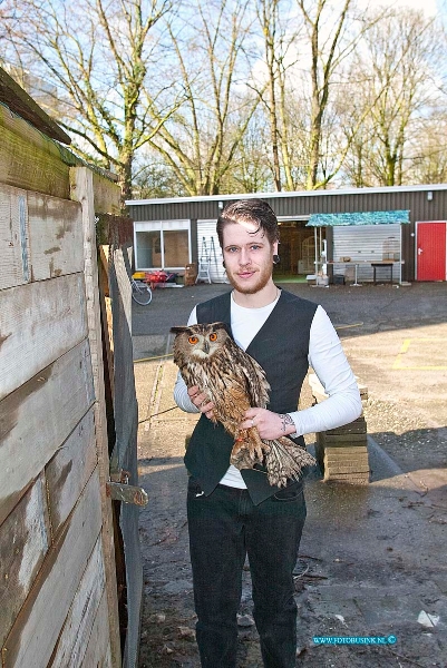 160303508.jpg - DORDRECHT - Op donderdag 3 februari 2016 is de vermiste Oehoe die door vreemde was vrij gelaten nadat ze het hok van de uil open hadden gezet nadat ze over het hek van de vogelopvang waren geklomen.Remco eigenaar van de vogelopvang waar de Oehoe thuis hoort is reuze blij dat zijn uil weer terecht is.Op donderdag kreeg hij een tip van iemand dat de Oehoe was gezien in een parkje achter de Stevensweg in Dordrecht.De Oehoe was flink verzwakt en liet zich deze keer makkelijk vangen.Afgelopen week waren al meerdere pogingen gedaan om de Oehoe te vangen.De Oehoe werd hier en daar wel gezien maar liet zich niet vangen.De oehoe werd afgelopen week in week en dagbladen genoemd met de oproep of iemand de uil had gezien.Dat heeft uiteindelijk zijn vruchten afgeworpen en de Oehoe is weer thuis.Deze digitale foto blijft eigendom van FOTOPERSBURO BUSINK. Wij hanteren de voorwaarden van het N.V.F. en N.V.J. Gebruik van deze foto impliceert dat u bekend bent  en akkoord gaat met deze voorwaarden bij publicatie.EB/ETIENNE BUSINK